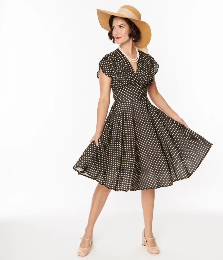 polka dots midi dress