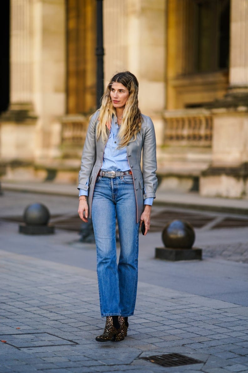 Metallic Ankle Boots With Straight-Leg Jeans