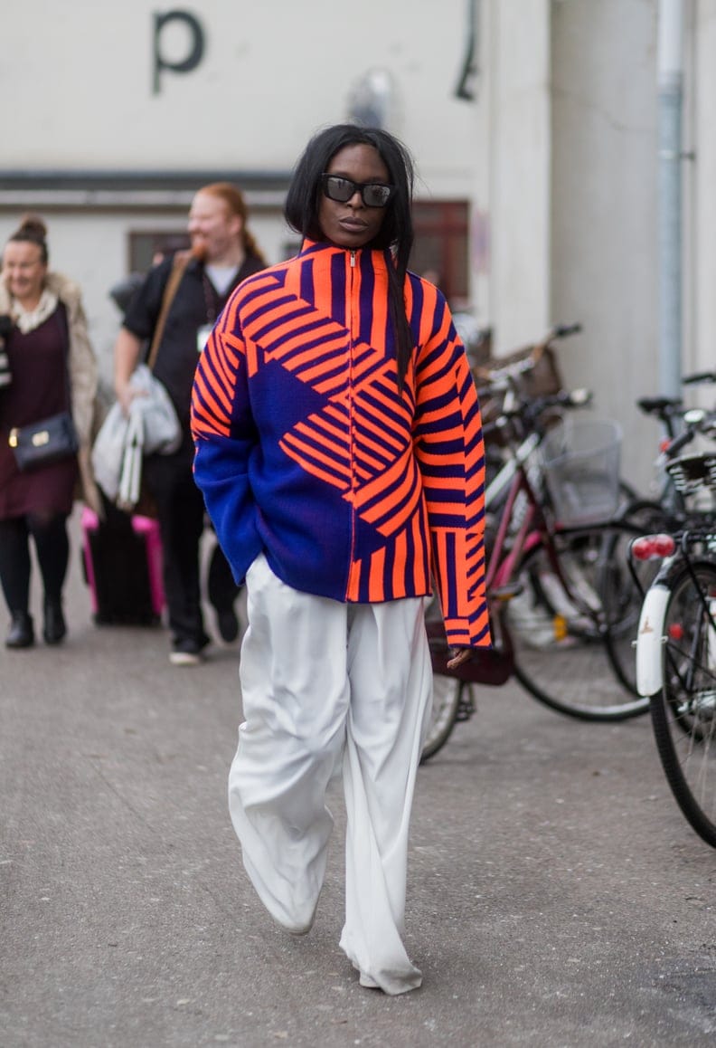 Wide-Leg Pants With a Sporty Track Jacket